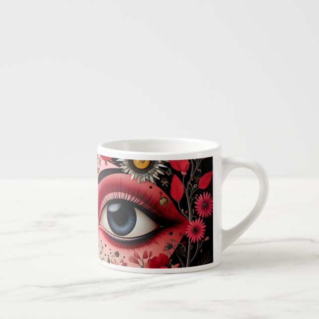 Taza De Espresso Ojos grandes en la floral (Derecha)