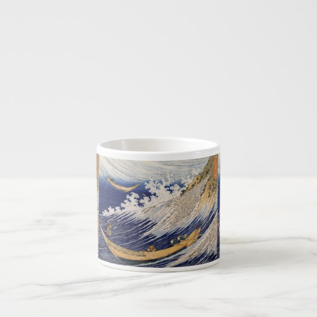 Taza De Espresso Olas del Océano de Hokusai Barcos Marítimos (Frente)