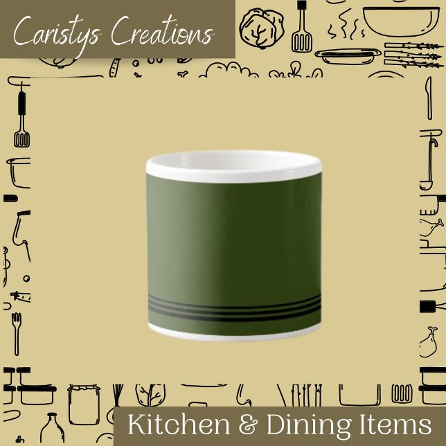 Taza De Espresso Olivo verde contemporáneo con franjas Espresso Mug (Subido por el creador)