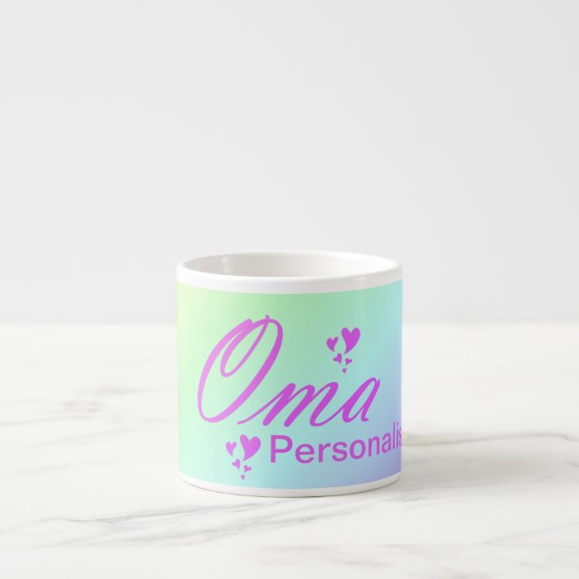 Taza De Espresso oma, abuela, texto rosa, personalizar (Frente)