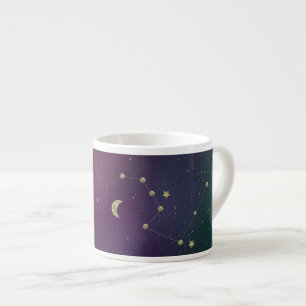 Taza De Espresso Ombre Constellation Galaxy Purple Faux Gold Stars