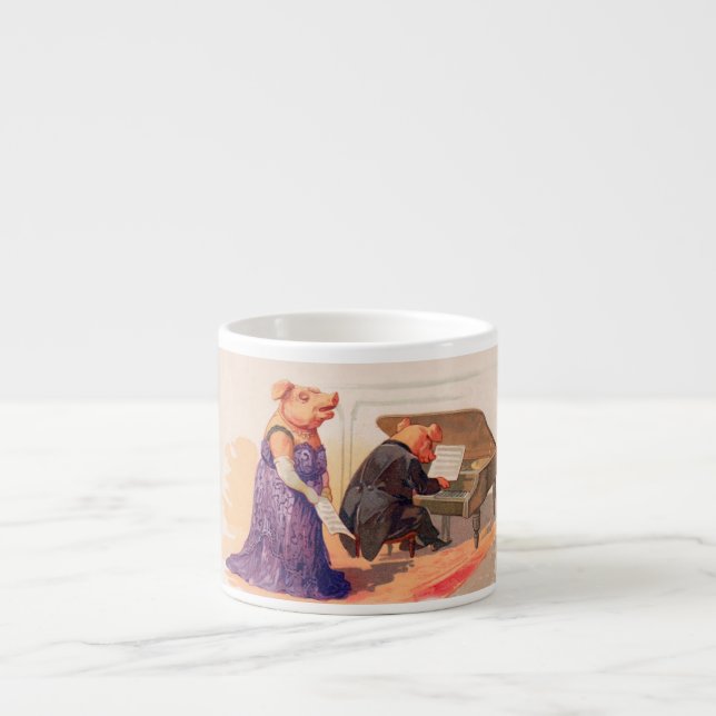 Taza De Espresso Ópera y Expresso - cerdo antropomorfo del canto (Frente)