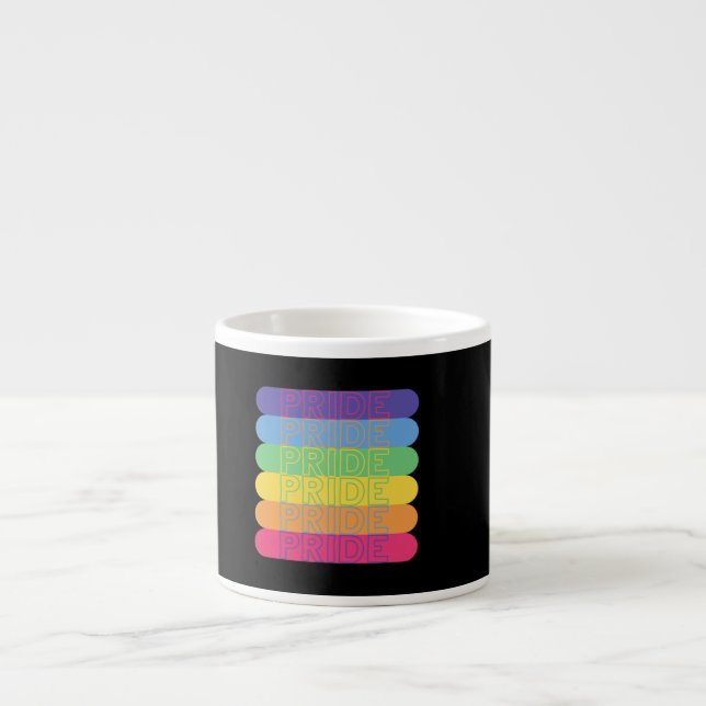 Taza De Espresso Orgullo en colores arcoiris (Frente)