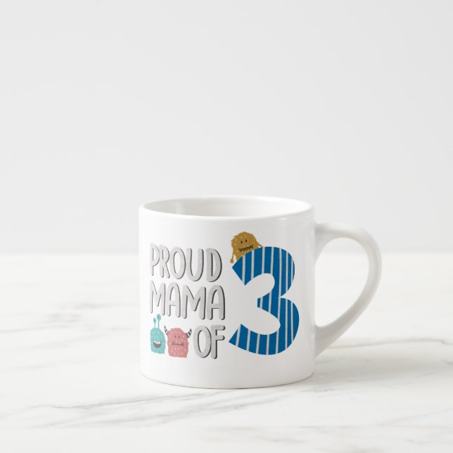 Taza De Espresso Orgullosa mamá de Tres Latte Mug (Derecha)