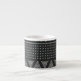 Taza De Espresso Origen étnico tribal: patrón blanco negro.
