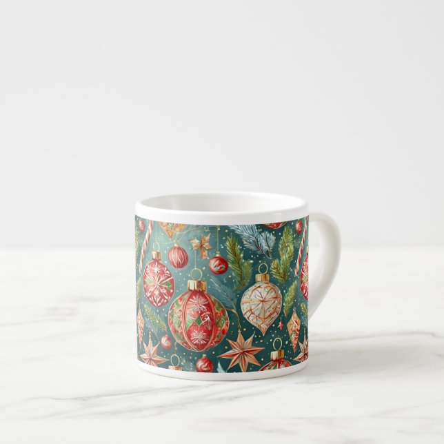 Taza De Espresso Ornamentos de vacaciones (Derecha)