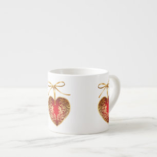 Taza De Espresso Oro Corazón Filigrree