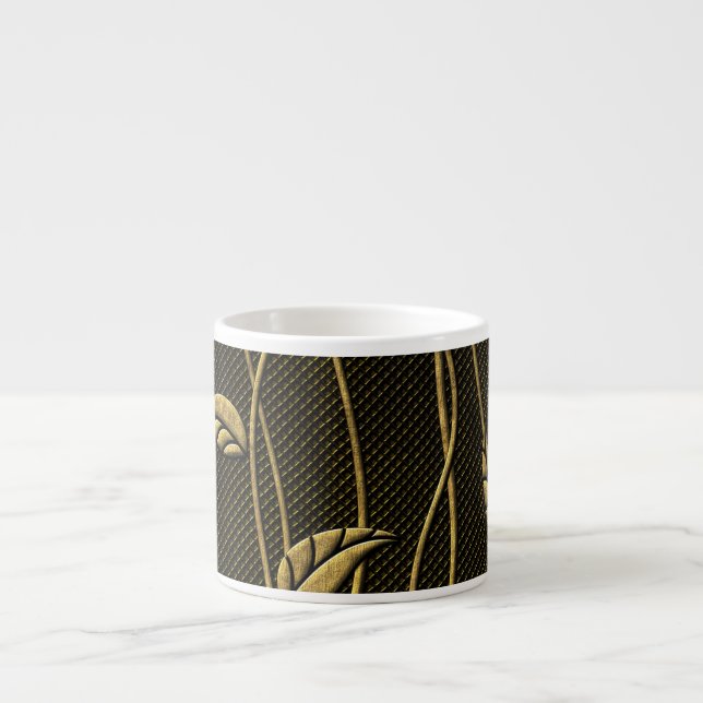 Taza De Espresso Oro y negro: deja textura 3D. (Frente)