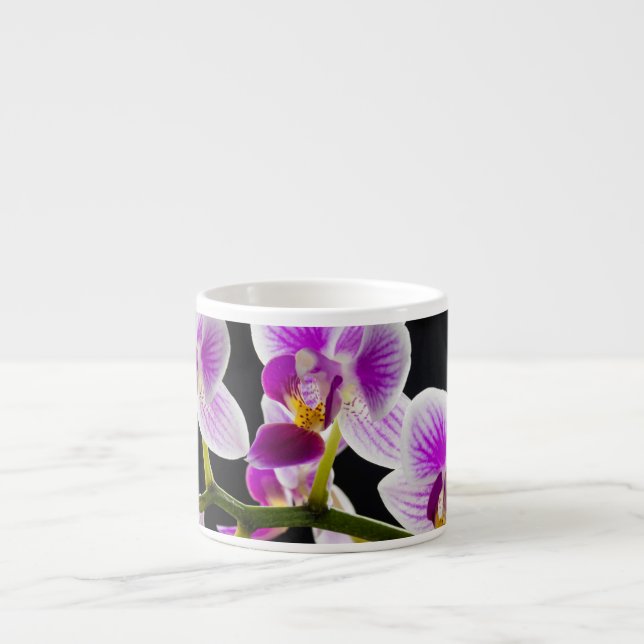 Taza De Espresso Orquídea blanca y púrpura (Frente)