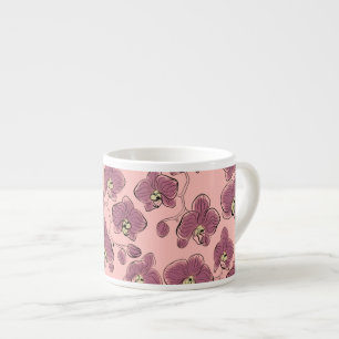 Taza De Espresso Orquídeas sin fisuras en acuarela phalaenopsis flo