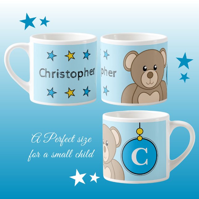 Taza De Espresso Oso de peluche amarillo azul con estrellas de niño (Subido por el creador)