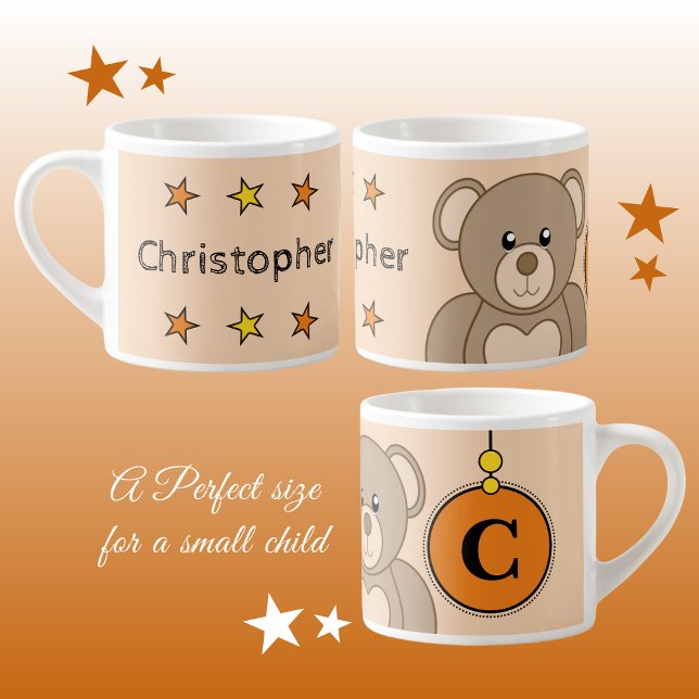 Taza De Espresso Oso de peluche naranja amarillo con estrellas niño (Subido por el creador)