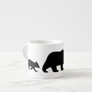 Taza De Espresso Oso Grizzly Mamá con Crías Siluetas   Vida Silvest