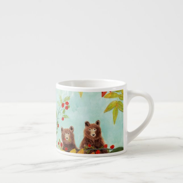 Taza De Espresso Osos comiendo Berries Rojo Rowan (Derecha)