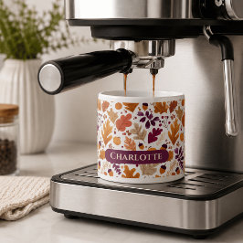 Taza De Espresso Otoño Personalizado – Hojas de Otoño y Nombre de B