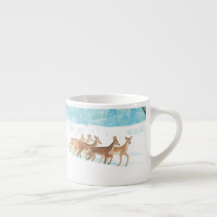 Taza De Espresso Paisaje boscoso de nieve en invierno de Roe Deer