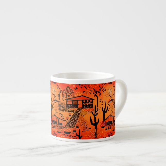 Taza De Espresso Paisaje de arena desértica sin foco casas de naran (Derecha)