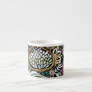 Taza De Espresso Paisley asiático: diseño moderno y sin fisuras.