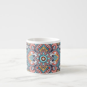 Taza De Espresso Paisley indio: Patrón de Mandala étnica