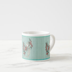 Taza De Espresso Pájaro blanco - Flores de cerezo (6 onzas de cerám