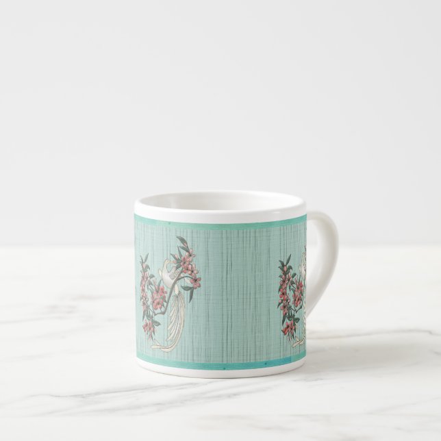Taza De Espresso Pájaro blanco - Flores de cerezo (6 onzas de cerám (Derecha)