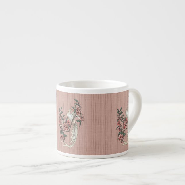 Taza De Espresso Pájaro blanco - Flores de cerezo (6 onzas de cerám (Derecha)