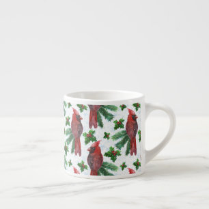 Taza De Espresso pájaro cardinal rojo de la acuarela