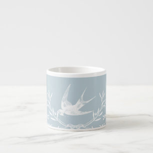Taza De Espresso Pájaros Tragados que vuelan sobre ramas de Oliva