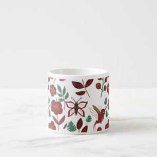 Taza De Espresso Pájaros y mariposas sin soldadura florales