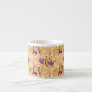 Taza De Espresso Pájaros y Unicornios en Prado de Primavera