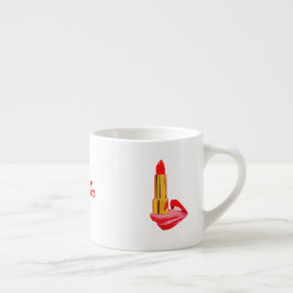 Taza De Espresso Palo de labios rojo en la lengua con personalizaci