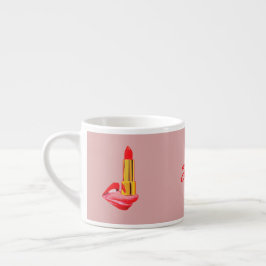 Taza De Espresso Palo de labios rojo en la lengua con personalizaci
