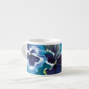 Taza De Espresso Pansies arte espresso azul