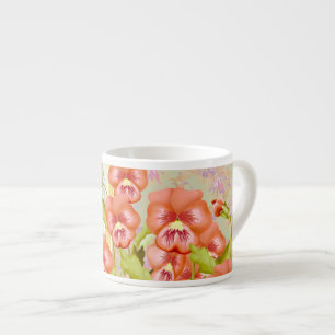 Taza De Espresso Pansies en un bol