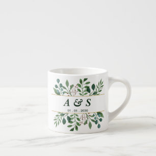 Taza de Espresso para Boda con Flores Blancas y Ve