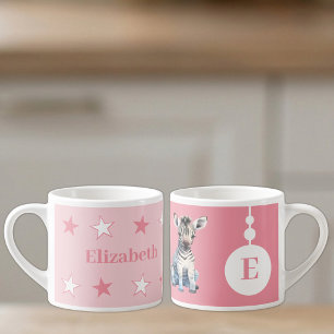 Taza De Espresso Para niños nombre de cebra rosa