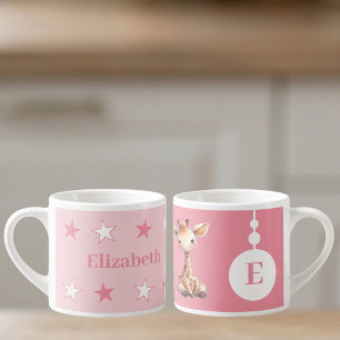 Taza De Espresso Para niños nombre de jirafa rosa