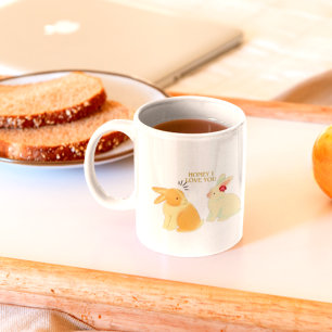 Taza De Espresso Pareja de conejos lindos cita de amor - "Cariño te