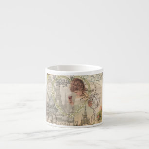 Taza De Espresso París Francia Bonito Chica Eiffel