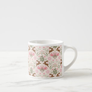 Taza De Espresso Pastel Conejo de Pascua y Patrón de Flores