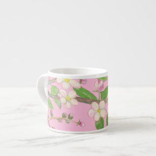 Taza De Espresso Pastel rosa de rama de árbol de manzanas en llamas