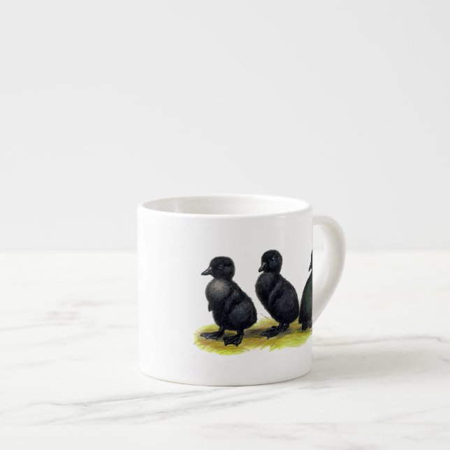 Taza De Espresso Patitos de Cayuga Negra (Derecha)