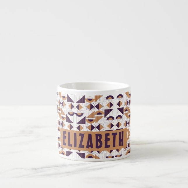 Taza De Espresso Patrón abstracto estético púrpura y dorado (Frente)