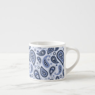 Taza De Espresso Patrón azul paisley