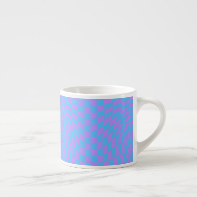 Taza De Espresso Patrón azul pálido y ondulador ondulado (Derecha)