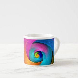 Taza De Espresso Patrón azul rosado del arte del resumen floral mod