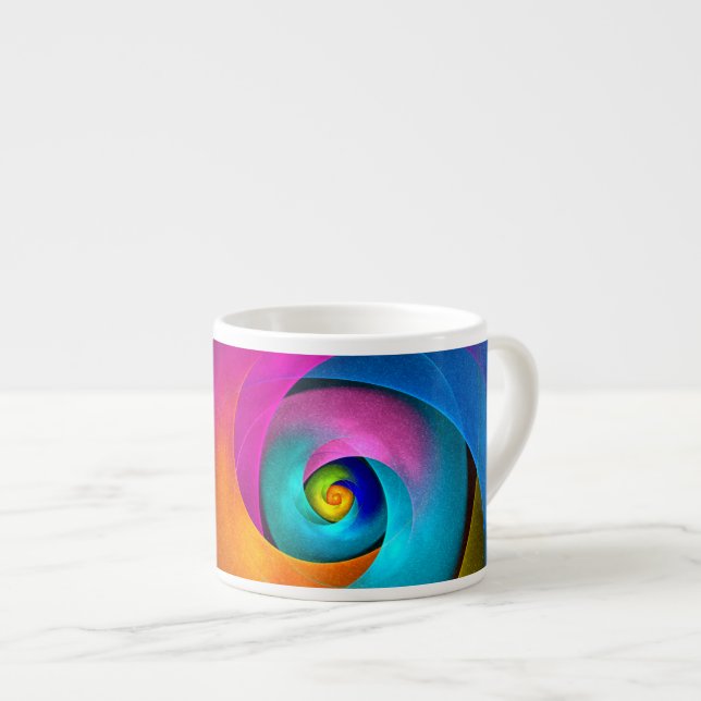 Taza De Espresso Patrón azul rosado del arte del resumen floral mod (Derecha)