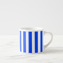 Taza De Espresso Patrón azul y blanco de rayas verticales