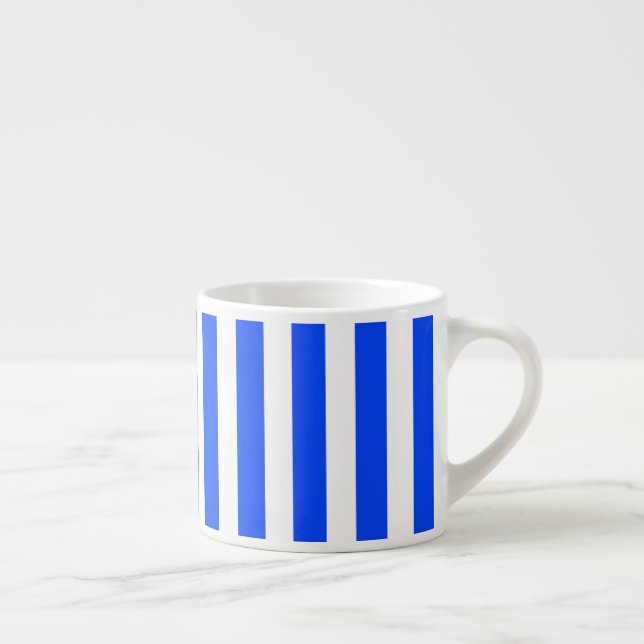Taza De Espresso Patrón azul y blanco de rayas verticales (Derecha)