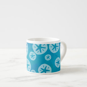Taza De Espresso Patrón blanco y azul del dólar de arena